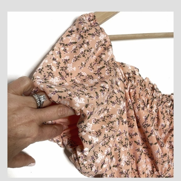NWT Lulus Reason To Be Dress Ditsy Floral Off Shoulder Ruched Mini Dress Size L - Picture 7 of 11